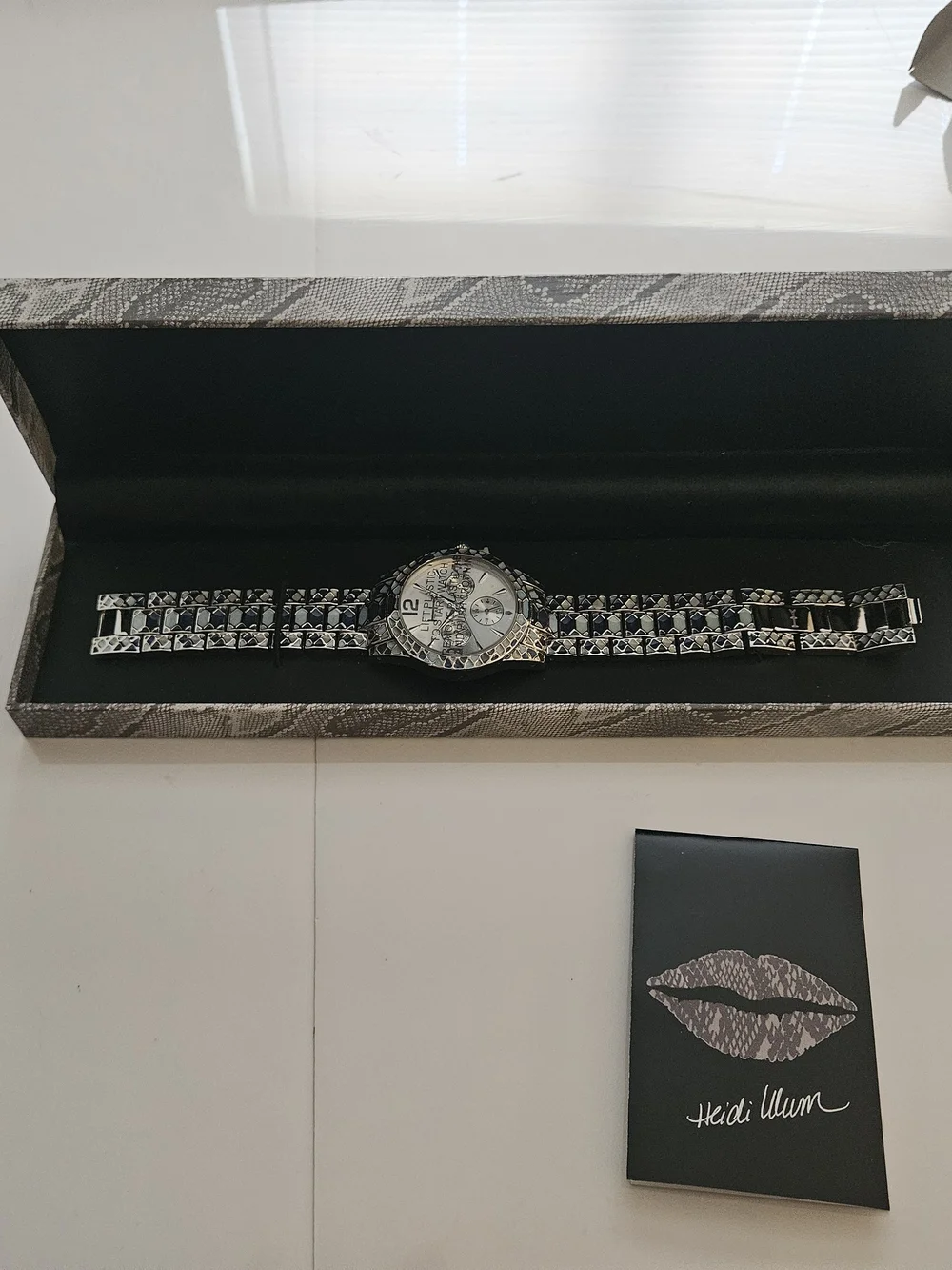 Heidi Klum Crystal Accent Bracelet Watch in Silver and Blue